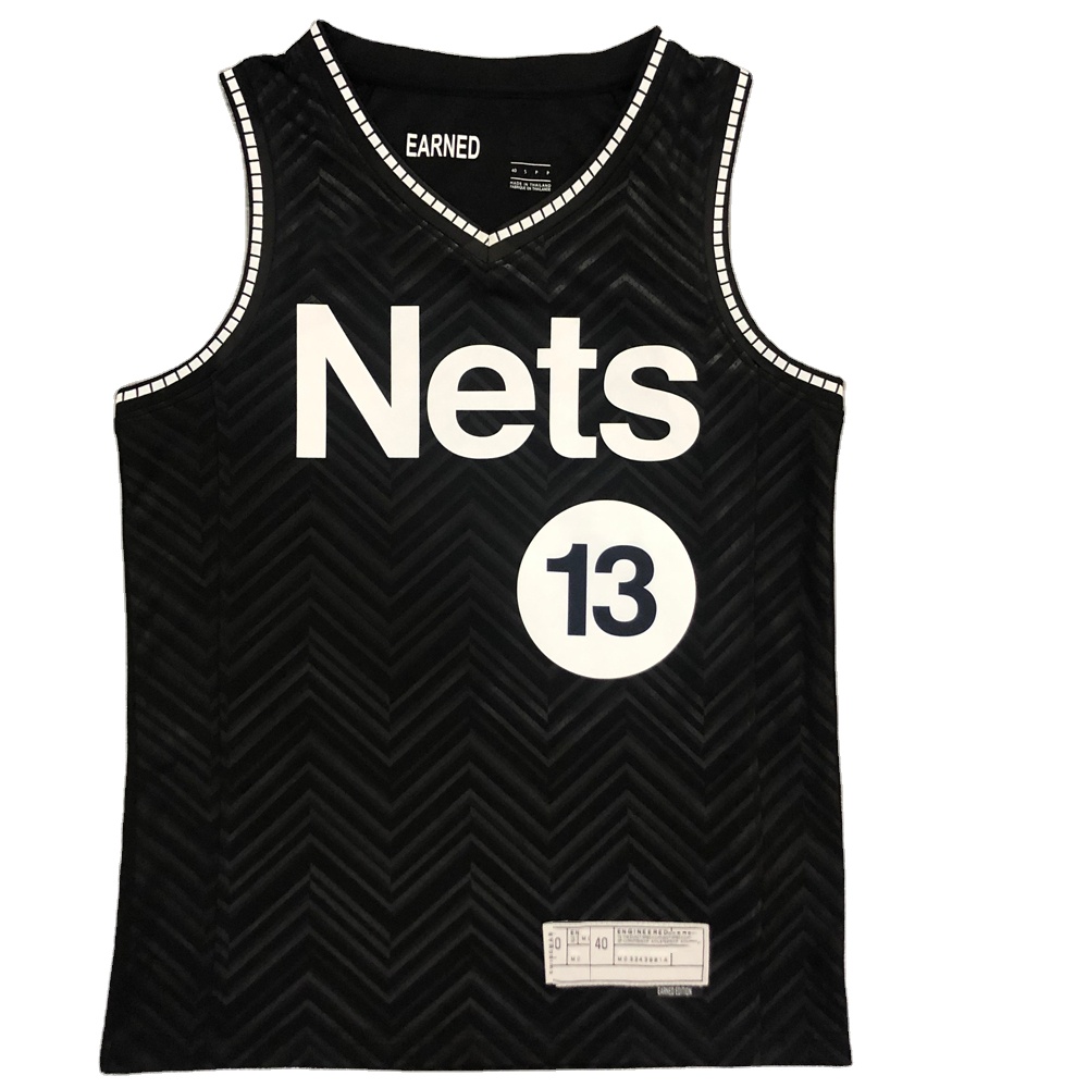 Best Quality Bklyn Nets Earned Edition Basketball jersey Durant #7 Irving #11 Harden #13 Training Sports uniform Custom