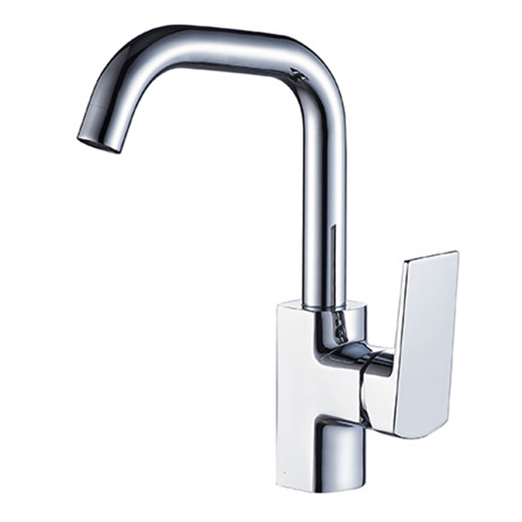 Chrome plating brass core deck mounted kitchen faucet with all stainless steel straight feet