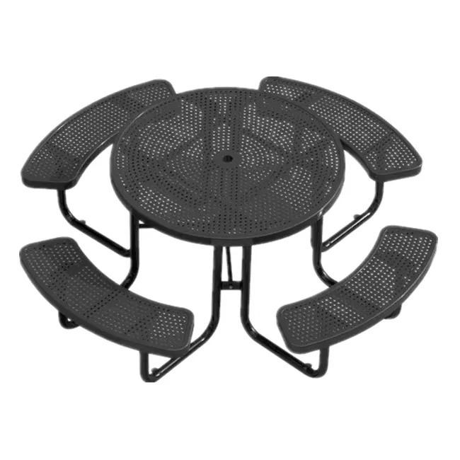 outdoor park modern circular expanded steel table and chair patio large luxury camping metal mesh round picnic table