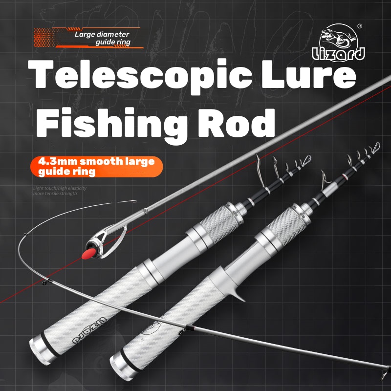 LIZARD Resistant to sea water and carbonLure telescopic carbon and light weight Shrinkage length 43cm fishing rod