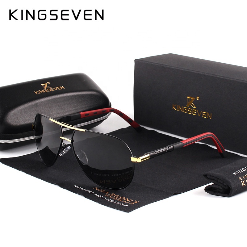 Солнцезащитные очки KINGSEVEN N725 мужские/женские, винтажные алюминиевые брендовые Классические солнечные очки с поляризационными стеклами и линзами с покрытием, для вождения