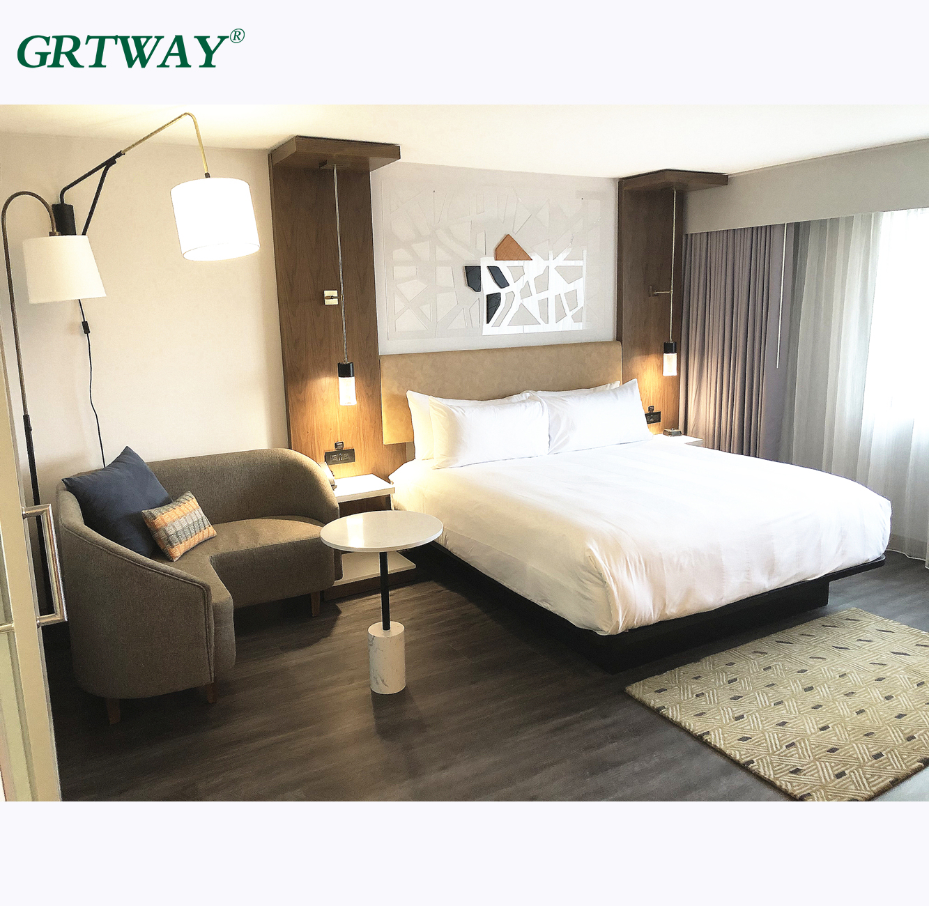 GRT6037 Hotel Furniture For Modern Style 5 Star Hotel Bedtoom Furniture Sets of Marriott Hotel Furniture