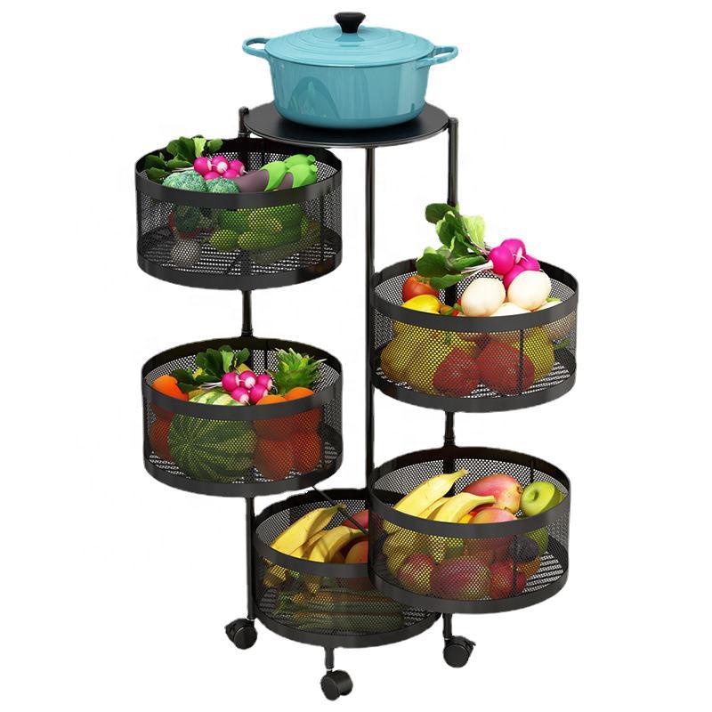3 4 5 Layer Rotating Utility Trolley Cart Kitchen Storage Rack Organizer With Wheels