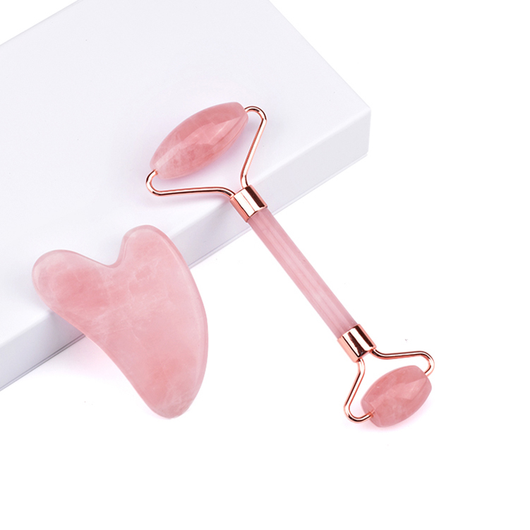 2021 Beauty Roller Tools Facial Massage Natural Jade Roller Gua Sha Set