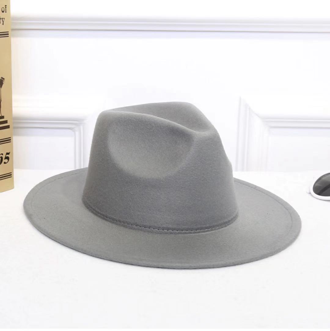 Fashion new wool top hat fashion color matching hat flat brim