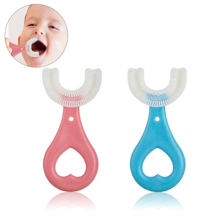 2 Pack Kids U-Shaped Toothbrush, Manual Training Tooth Brush, 360 Oral Teeth Cleaning Design for Toddlers and Children
