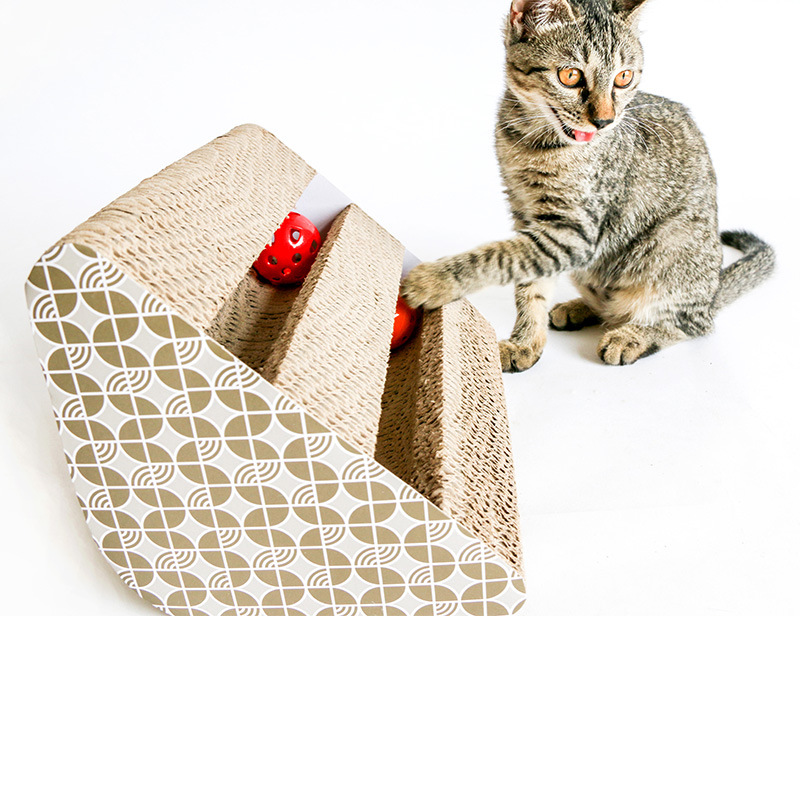New Triangle Cat Scratcher Scratch Pad Protecting Furniture Hollow Pet Products With Ball Cardboard Pet Scratch Round Cat Toys