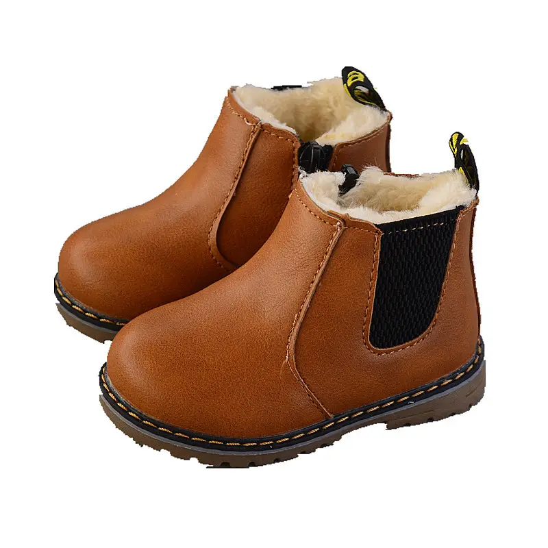 Factory Direct Warm Winter Kids Fur Snow Boots Girls Cool Beans Boys Girls Sheepskin Winter Snow Boots Leather Fur