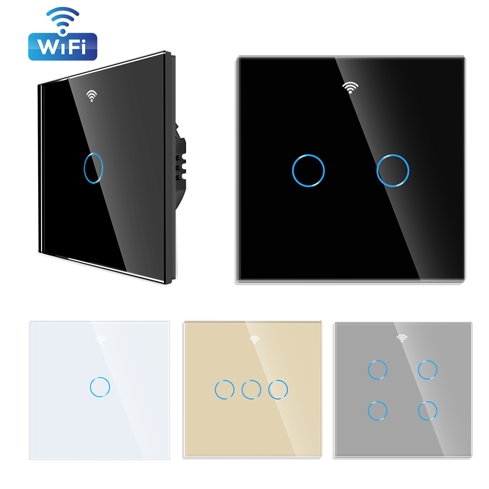 Bingoelec белое кристаллическое стекло Wifi 1/2/3/4 Gang Smart Home 220V настенный светильник и розетка Tuya Wifi Smart Switch