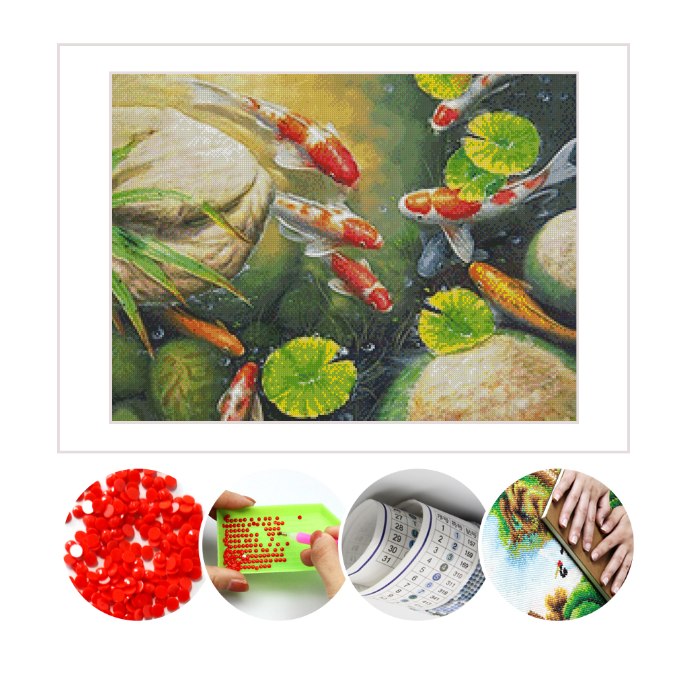 Алмазная 5d Вышивка крестиком Koi Fish для домашнего декора, оптом