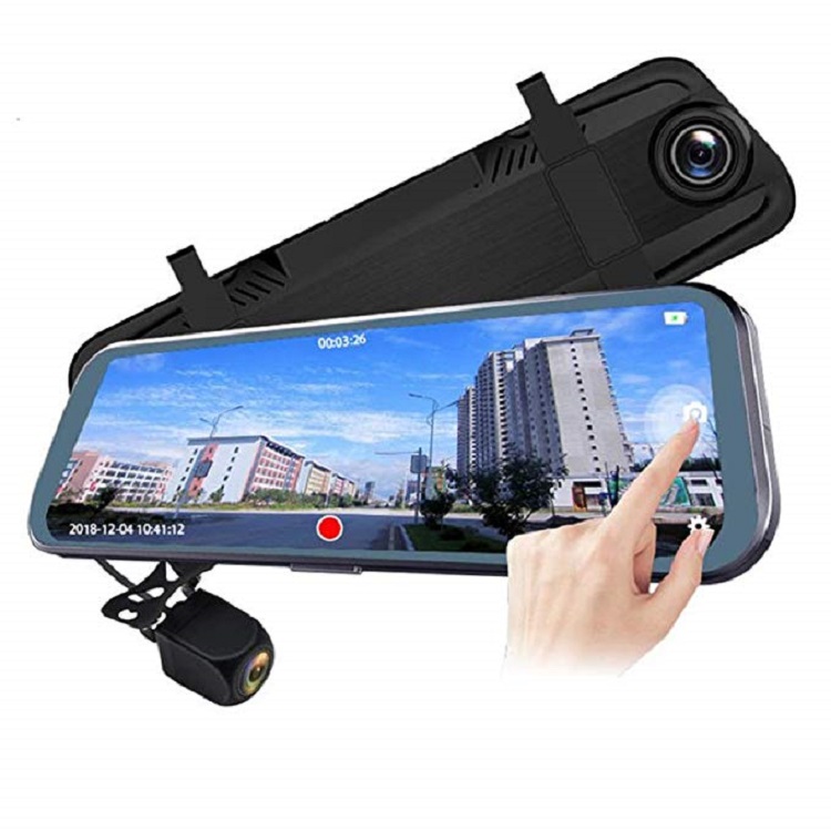 10 дюймов Большой сенсорный экран зеркало Dual Dash Cam FHD 1080P Автомобильная камера с двойными линзами зеркало заднего вида автомобиля черный коробка