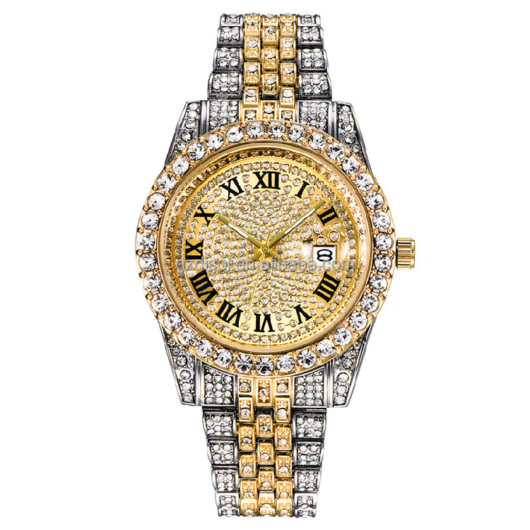 Mens Watches Other Fashion Accessories Luxury Brand Fashion Diamond Date Quartz Watch Iced out Men Watches Wristwatch