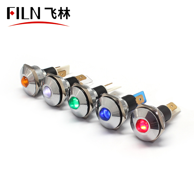 FILN 22mm mounting hole Metal indicator LED signal light dustproof waterproof IP67 220v industrial signal light for bike