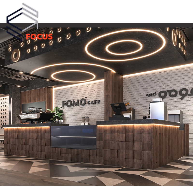 Custom Design Modern Wooden Hotel Bar Reception Desk Coffee Shop Bar Counter