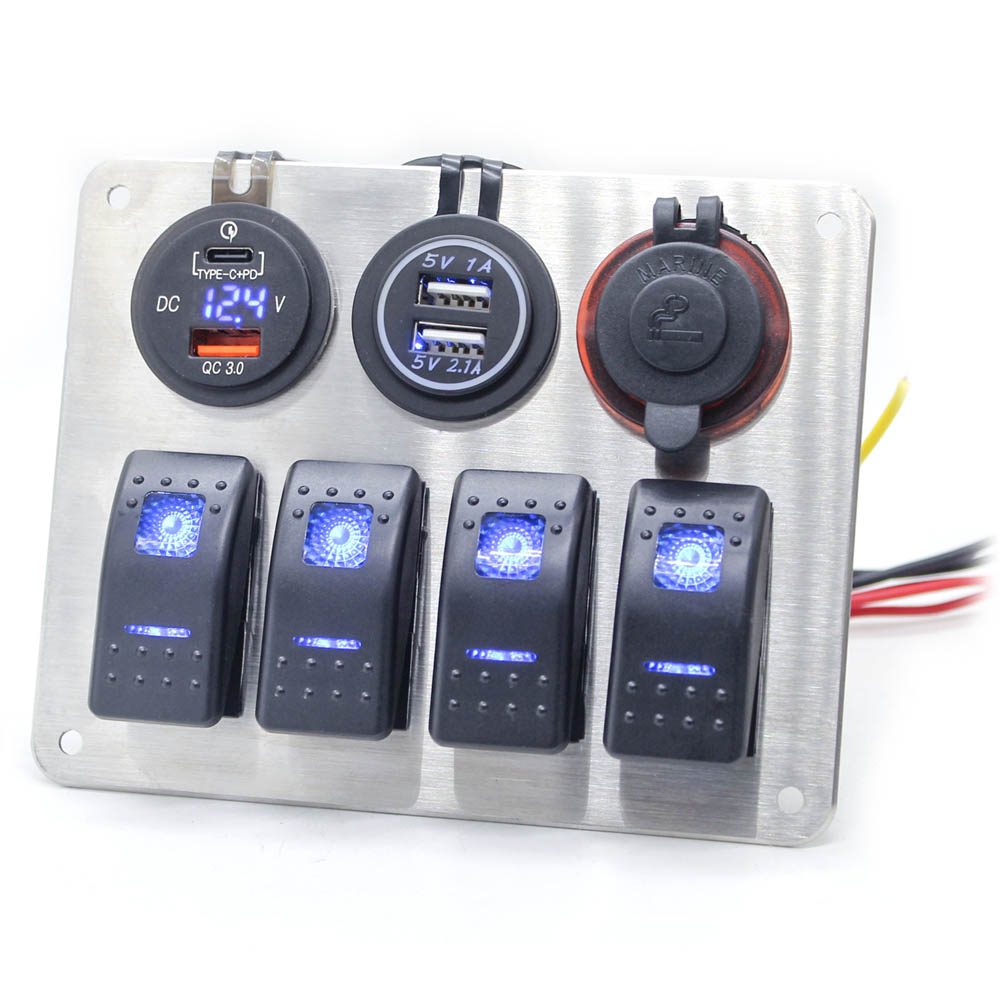 Weiken 316 из нержавеющей стали кнопочный переключатель ВКЛ/ВЫКЛ 12V морской кулисный переключатель панели 4 Gang автомобиль переключатель панель морской катер кулисный переключатель