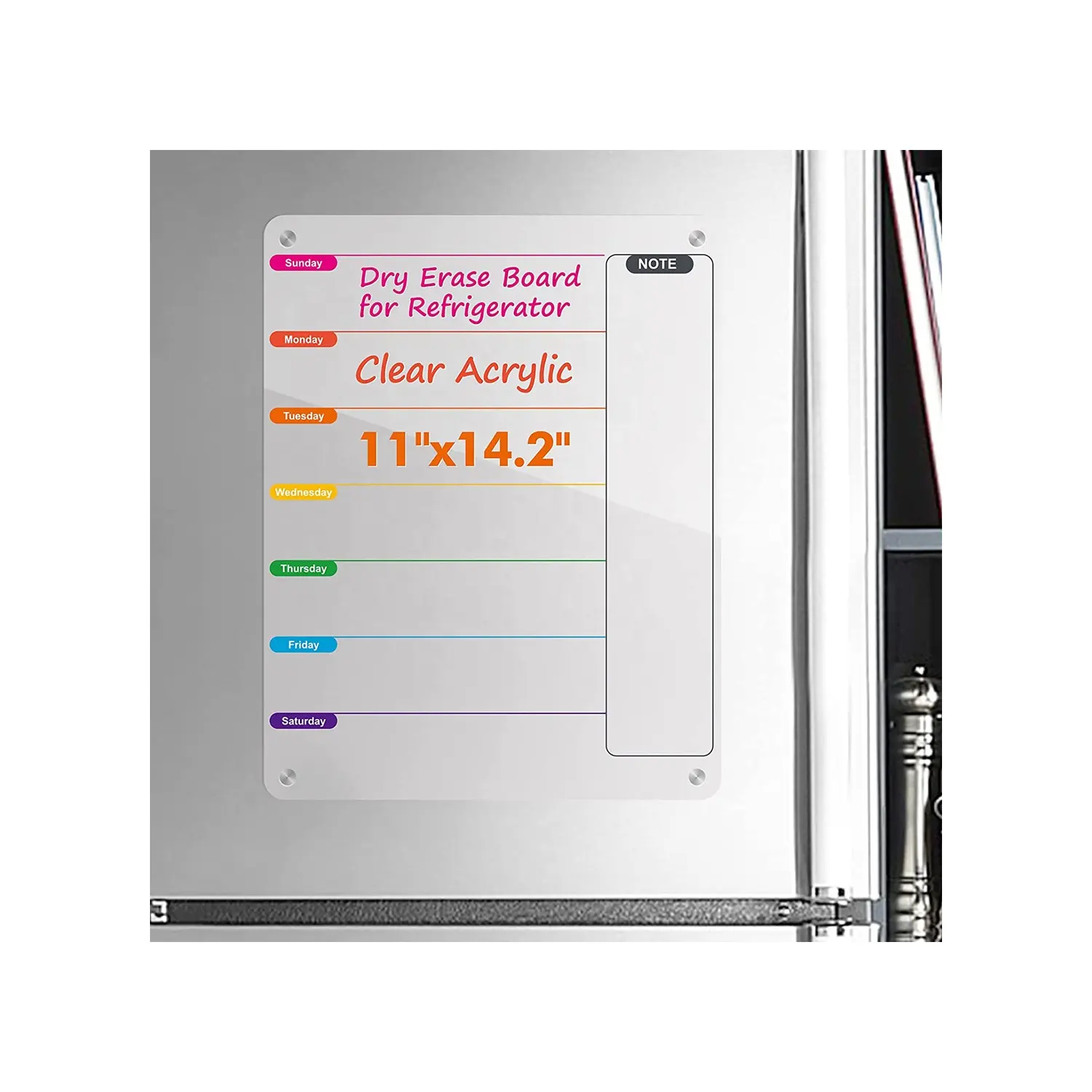 Weekly Dry Erase Board for Refrigerator Magnetic Weekly Calendar for Fridge Clear Acrylic Note Board Planner Schedule Board