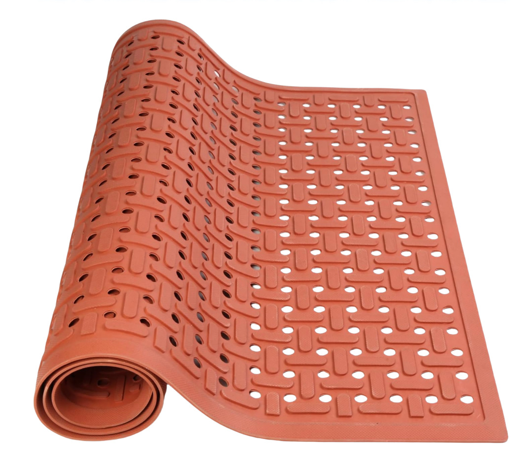 Orange-red Heavy-duty Drainage Rubber Floor Mat for Bars, Kitchens,Homes and Industries to Protect Your Floor From Damage