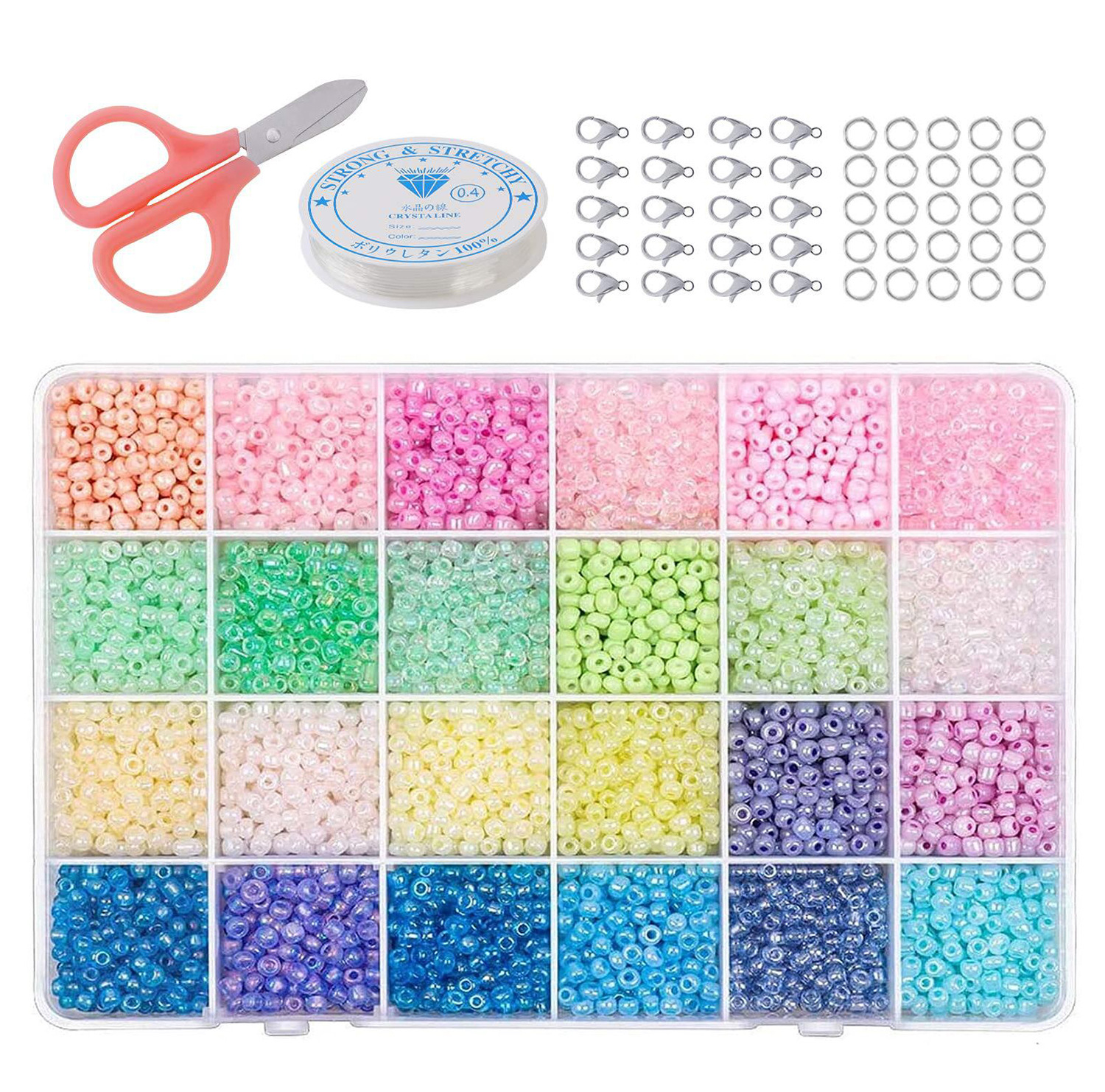 24000 pcs Glass Seed Beads Assorted Kit Opaque Colors Craft beads for Jewelry Making