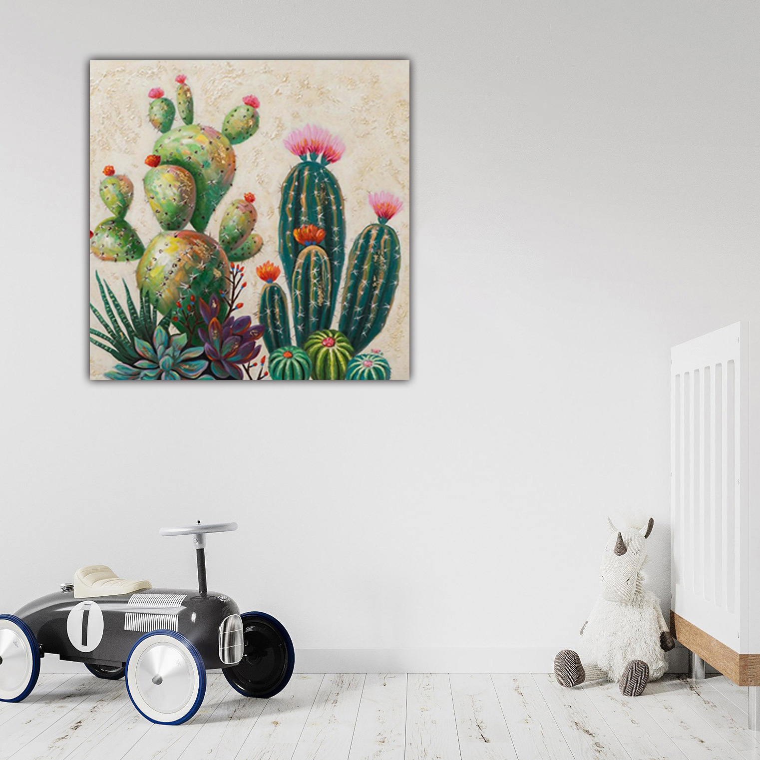 Wholesale Modern hand-painted plant cactus oil painting for home hotel indoor decor wall paintings