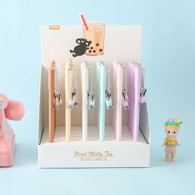 China creativity gifts fashion loveliness milk tea gel pen girl use metal pendant lovers gifts pen