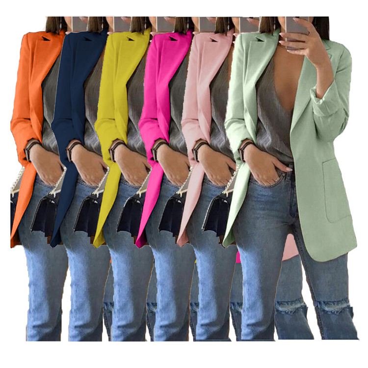 9111536 hot sale solid colors turn-down collar elegant slim latest design 2019 women fashion clothing Blazer