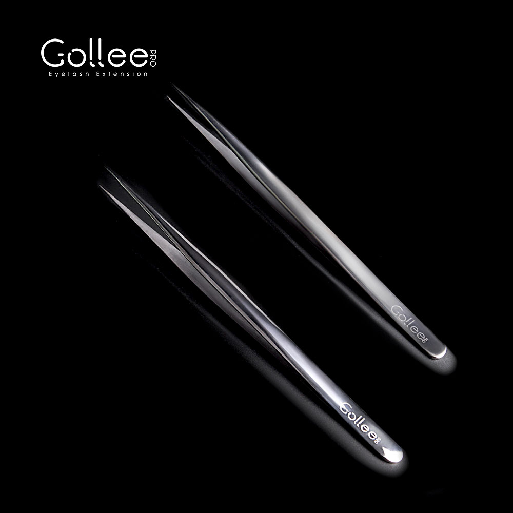 Пинцет для наращивания ресниц Gollee русский фиолетовый захват Алмазный пылезащитный с-образный изогнутый черный и золотой объем розовый