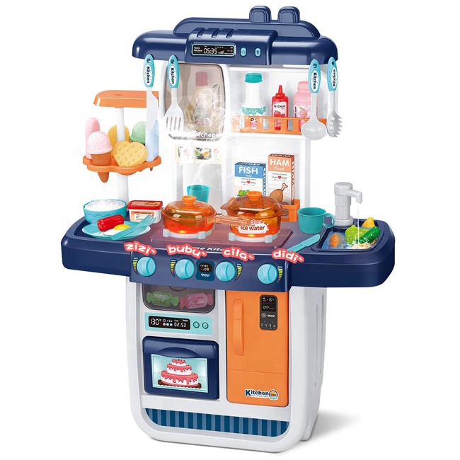 Kitchen table simulated spray running water toy sink change food color funny kitchen toys with light and music