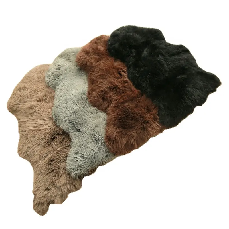 100% Genuine New Zealand long hair sheepskin fur rug colored