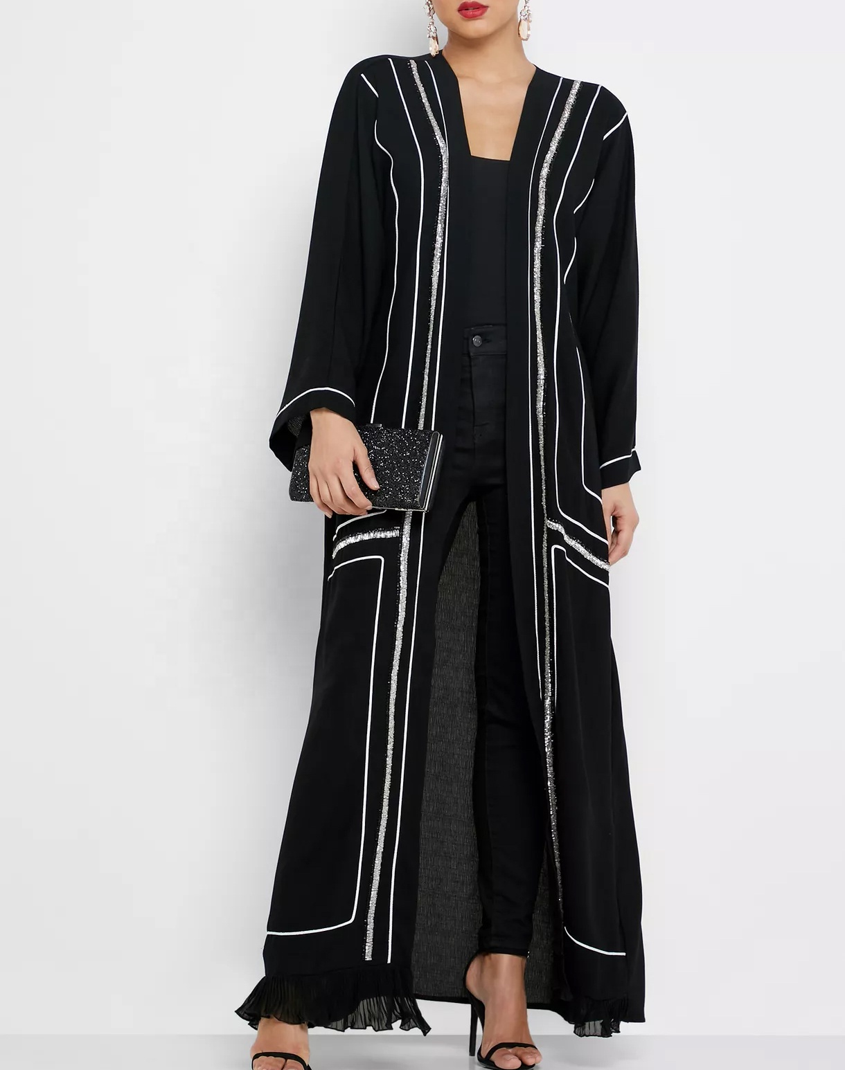 Лето 2021, новый стиль, черные контрастные детали abayas из Дубая, мусульманские женщины