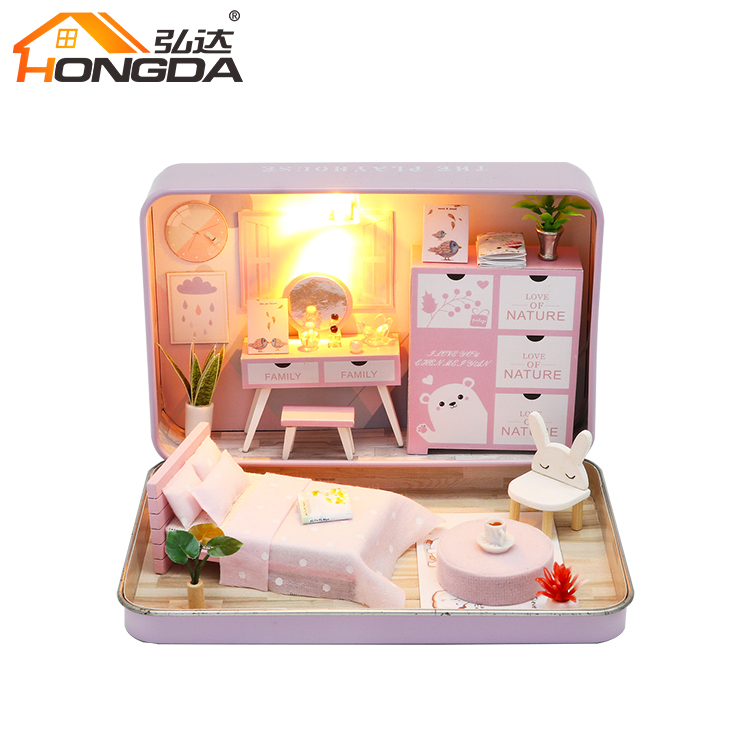 DIY Dollhouse Kit Assembled Toys Theatre Box Miniature House with Furniture