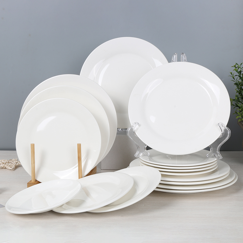 7inch 8inch 9inch 10inch white dinner plate set ceramic porcelain dishes round shape flat dishes plates ceramic plate