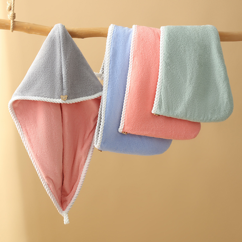 Thickened double layer dry hair cap coral velvet headscarf shampoo wipe head super absorbent quick drying towel shower cap