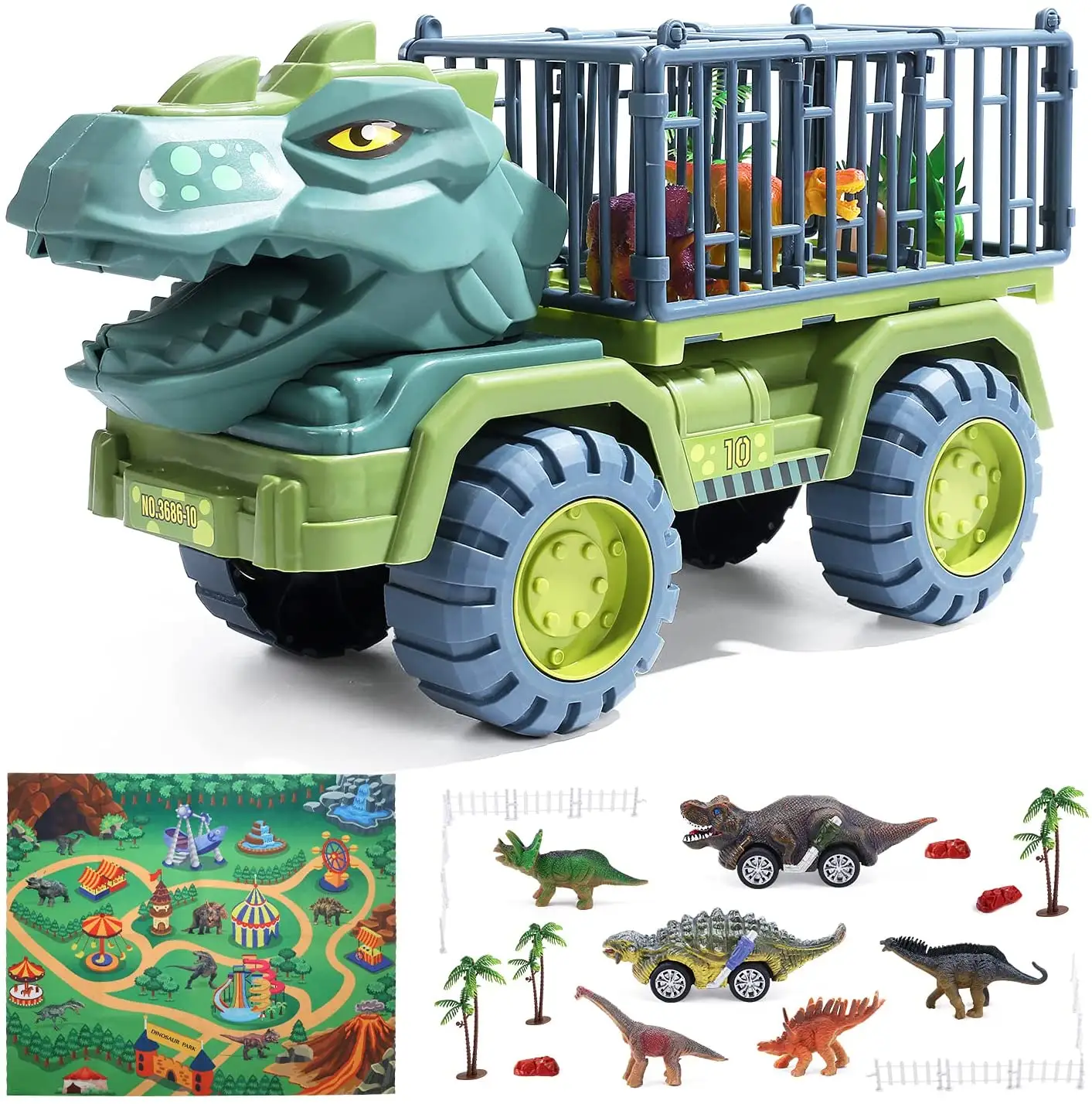 Cute Stone Dinosaur Toy Truck Transport Car Carrier Truck Friction Powered Cars Toy Vehicle Best Christmas Gift for Kids