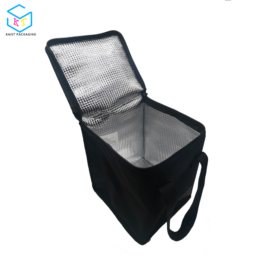 custom black eco foldable canvas insulated cooler bag for caviar
