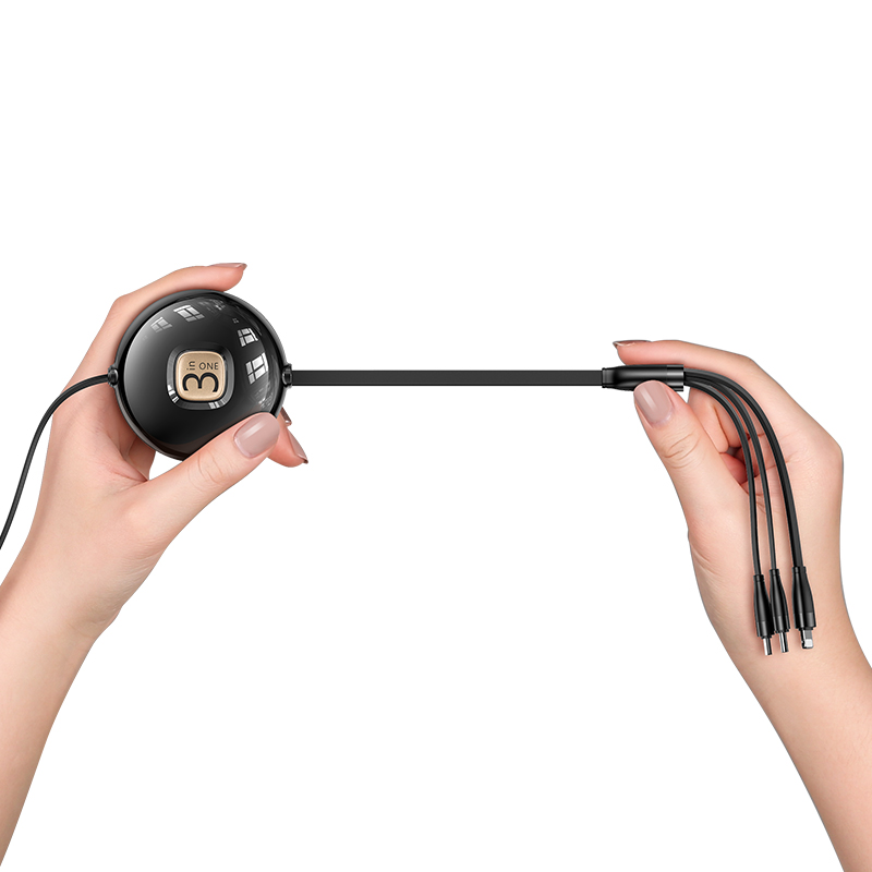 USAMS 2021 Newest Braided 3 in 1 Multiple USB Cable Charging with Type-C Micro Lighting Port Connectors for CellPhone