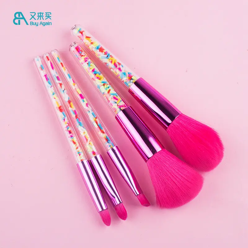 wholesale makeup tools hot pink makeup brush set girls gifts candy sprinkle cute pink make up makeup brushes for girls