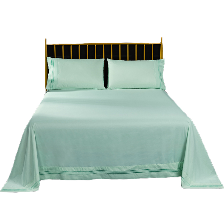 Amazon Bed Sheets Three Lines Embroidery 4 pcs Brushed Microfiber Bed Fitted Sheet Set