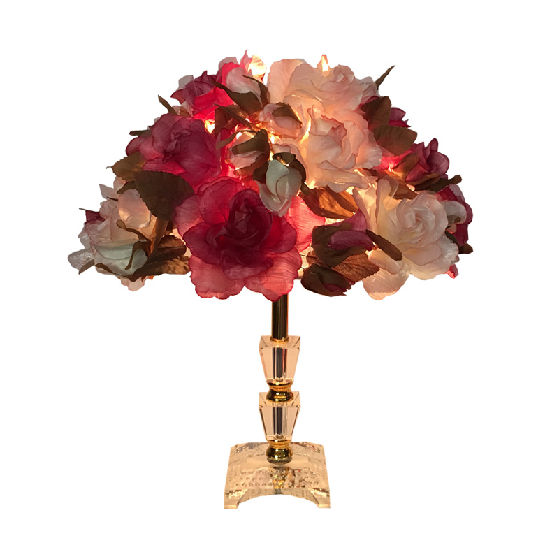 Crystal Table Lamp Wedding Gift Pink Rose Creative Wedding Princess Wedding Room Long Light Warm Bedroom Bedside Lamp