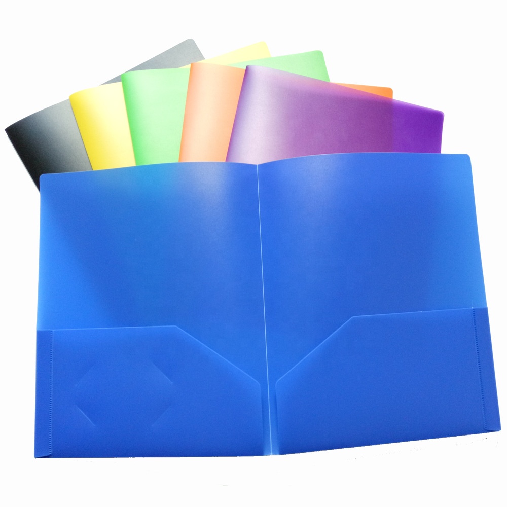 custom pp plastic 2 pocket file document display folders portfolio with logo