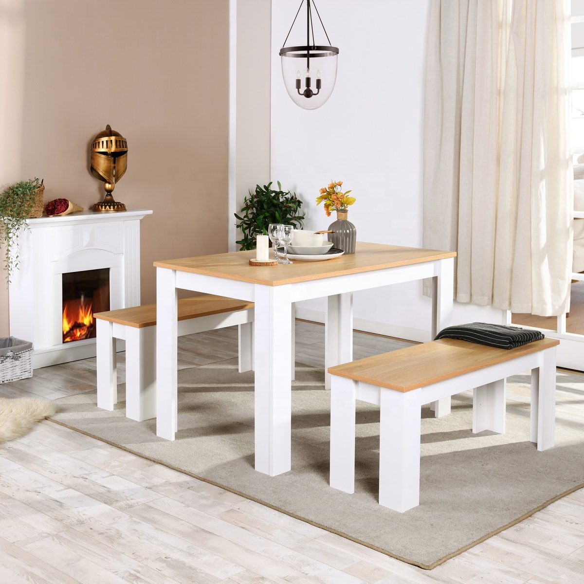 Restaurant dining room furniture dining wooden table with 4 chairs dining set
