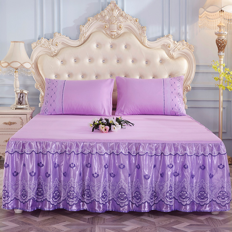 Amazon Supplier American Microfiber Lace Printed Printing Prints Bed Bedding Set Cover Skirt Skirts for Home Bedding