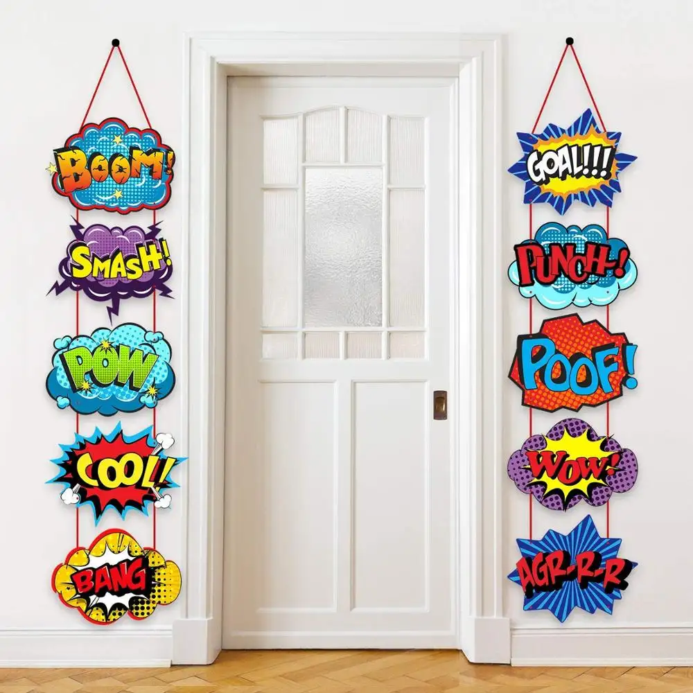 Large Hero Action Sign Cutouts Super Fun Hero Theme Party Supplies Door Hero Sign Theme Birthday Party Wall Decorations 10 Count