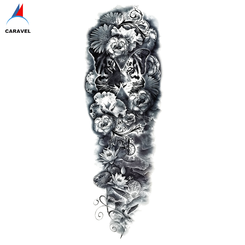 Men Large Arm Sleeve Waterproof Semi-Permanent Price Printing Lasting Sexy OEM Removable Colorful Full Arm Tattoo Sticker