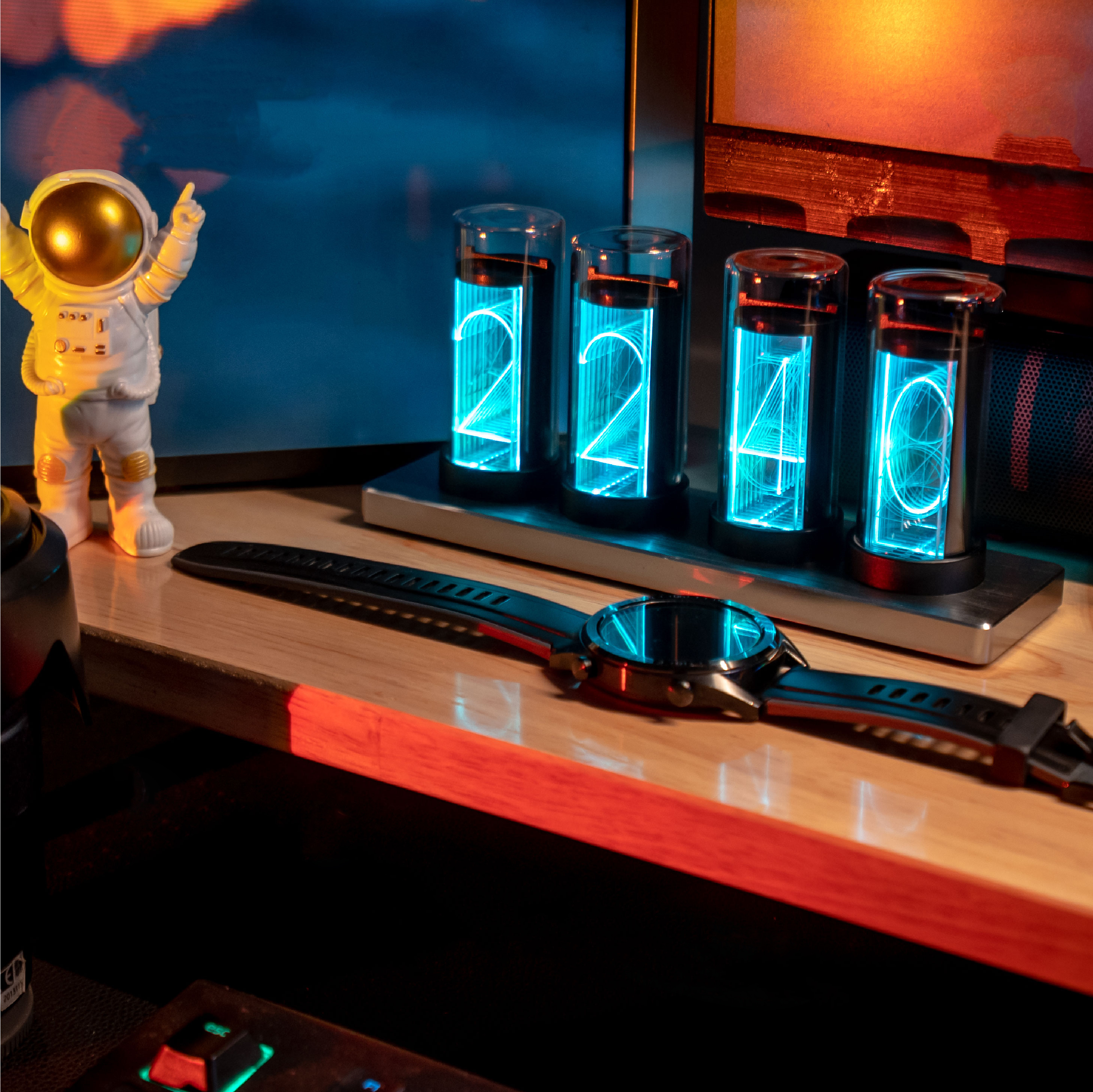 Распродажа Amazon 2021, многофункциональные настольные часы Nixie Clock 4, цифровой счетчик светящихся трубок с ультра низкой мощностью