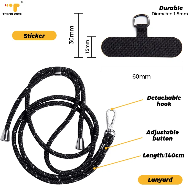 Stylish detachable Universal Tether Patch holder tag Crossbody Neck Strap Lanyard Cord String Crossbody Phone Case