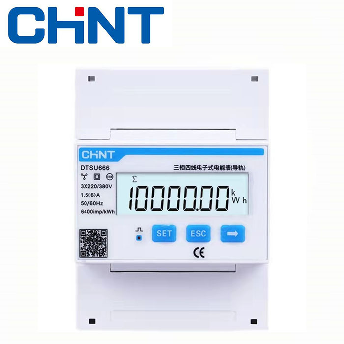 Горячая Распродажа CHINT CHNT DTSU666 RS485 220 В/380 в 5-80 А ватт-час умный цифровой дисплей трехфазный миниатюрный электронный