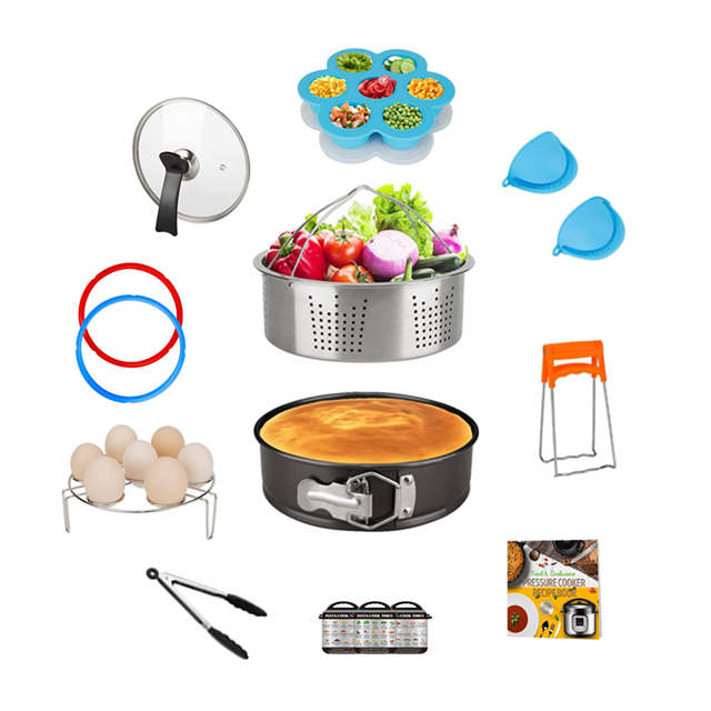 Accessories set for 8 QT instant pot cooking pressure with Stainless Steel steamer basket