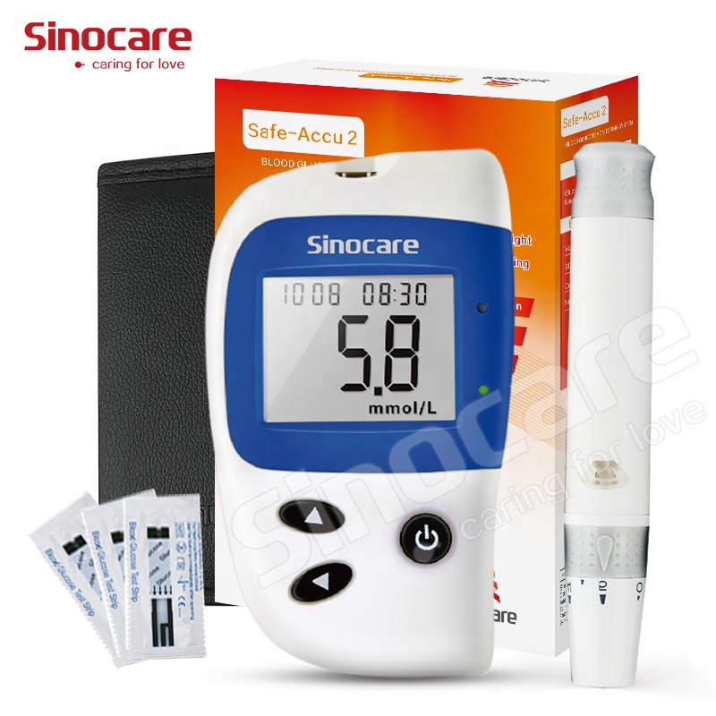 CE Sinocare безопасный Accu 2 неинвазивный Цифровой глюкометр, глюкометр для больничного и домашнего использования с 10 Тест-полосками