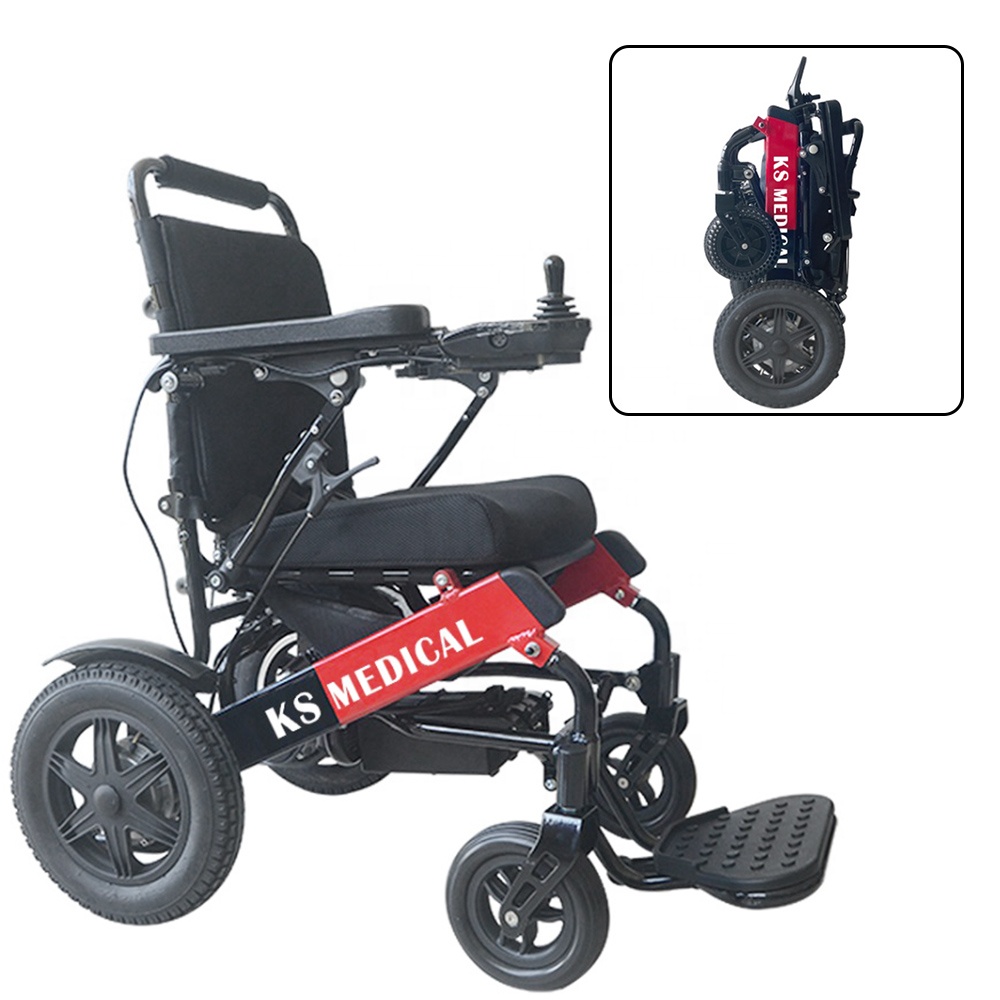 KSM-601S Brushless Power Reclining Wheelchairs 500W 6AH Li-Bat Airline Folding Motorized Wheelchairs for Elderly Travel