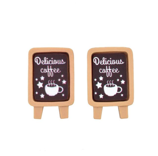 Resin Play Coffee Cup Dollhouse Dessert Signboard Ornaments Phone Shell Decoration Accessories